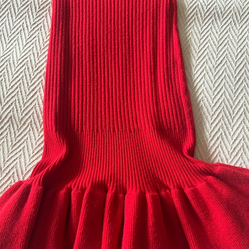 Red Ribbed Knit Dress - Picture 4 of 8